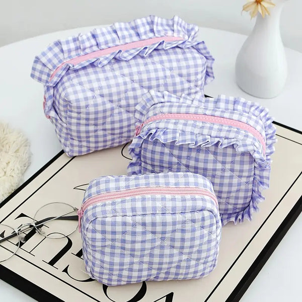 Cosmetic Case - Checkered 3 PC Set