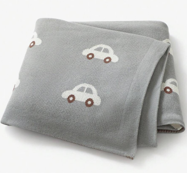 Baby Blanket - Knit Blanket with Cars