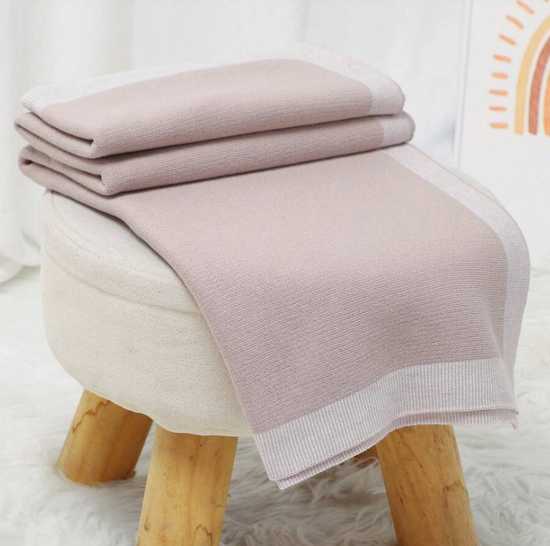 Baby Blanket - Knit Blanket with Tonal Border