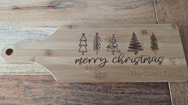 Cutting Board - Merry Christmas Paddle Shape