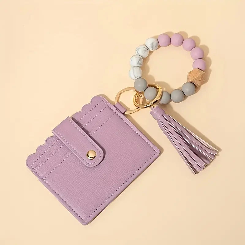 Card Holder with Tassel Charm & Silicone Bracelet